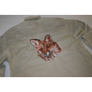Jagd Jeans Hemd Shirt Distressed Vintage Backpiece Jagen Hunting Fuchs Damen 36