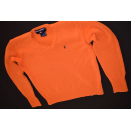 Polo Sport Ralph Lauren Strick Pullover Knit Sweater Winter Orange V-Neck WMS  S