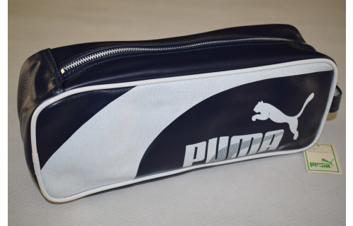 Puma Sport Schuh Trage Beutel Bag Sneaker Tasche Vintage Deadstock Blau Weiß