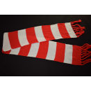 Fussball Fan Schal Scarf Vintage Deadstock 80er 80s Strick Knit Rot Weiß Red White