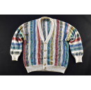 Cardigan Strick Jacke Pullover Multicolour Sweatshirt Knit Sweater Wolle Vintage 56 ca. L-XL