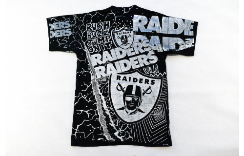 Vintage 90s Los Angeles Raiders all over print nfl magic johnson T Shirt L