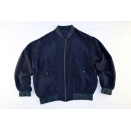 Vintage Bomber Jacke College Jacket Top Baseball Glanz Shiny Silk Seide Blau L