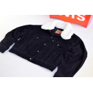 Levis Jeans Winter Jacke Jacket Sherpa Teddy gefüttert Denim Schwarz Cord Kord S