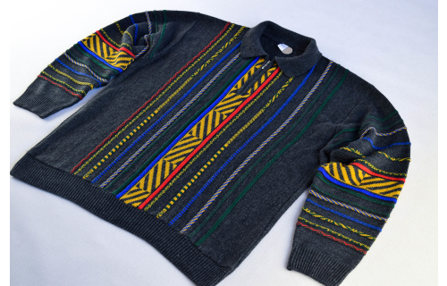 Strick Pullover Pulli Sweater Hipster Sweatshirt Vintage 90er Style Graphik M-L