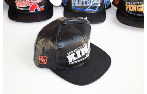 Los Angeles Kings Cap Snapback Mütze Hat Vintage 90er 90s Leather NHL Ice Hockey  #12 New old Stock NOS Eis LA Faux Leder