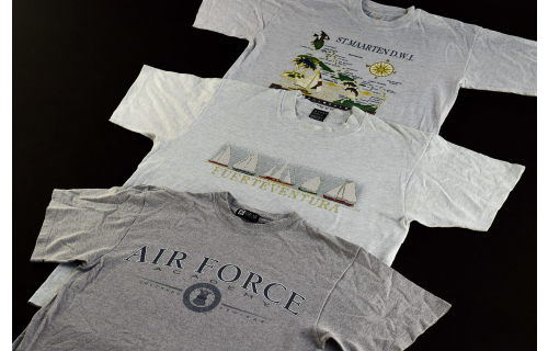 3x Vintage Air Force Colorado Fuerteventura St Maarten T-Shirt 90er 90s Grau M-L