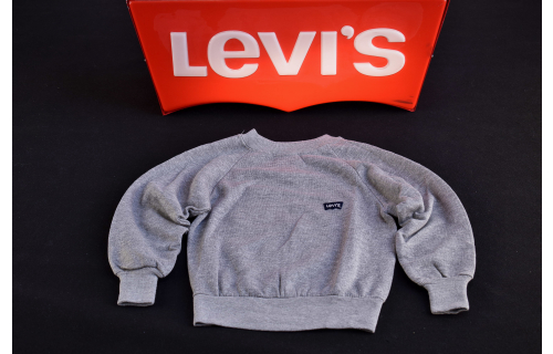 Levis Pullover Longsleeve Sweatshirt Vintage 90er 90s Levi´s USA Made Kids S M L NEU New old Stock NOS Grau Grey Denim Deadstock Kinder Jumper Bambini Fashion