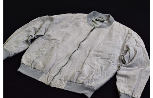 Camel Bomber Jacke Flight Jacket Seide Leinen Giacca True Vintage Silber Grau 50 M