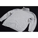 Merino Strick Pullover Kragen Turtle Neck Sweater Knit Sweatshirt Wolle Grau M-L