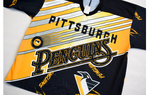 NHL Pittsbrgh Penguins Vintage Trikot Jersey Camiseta Eishockey Maska Air Knit  XL All over Print Oldscholl AOP Rare