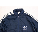 Adidas Regen Jacke Windbreaker Vintage 80er Rain Jacket Coat Glanz Blau Nylon 38