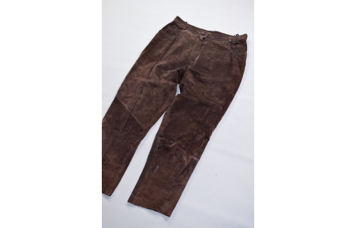 Leder Hose Leather Pant Trouser Braun Rau Apart Fashion Trachten Oktoberfest 44