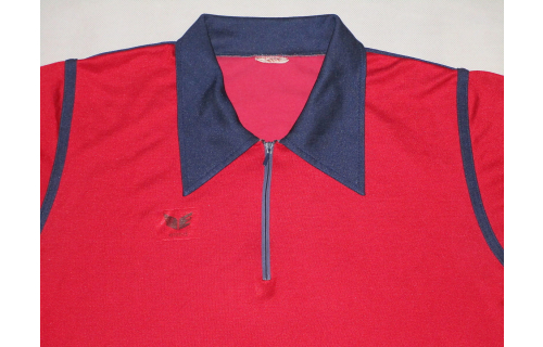 Erima Trikot Jersey T-Shirt Polo Poloshirt Vintage West Germany Rot Blau 7 M-L